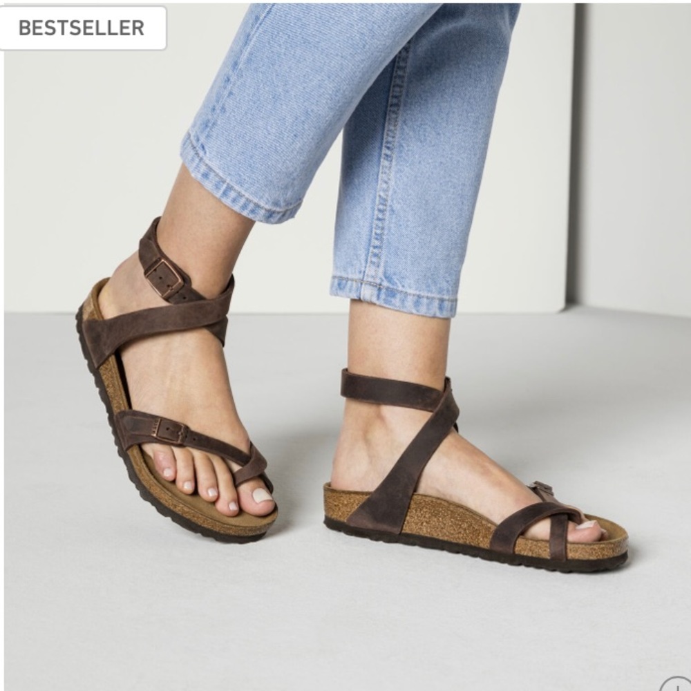 Birkenstock Yara Brown Oiled Leather Sandals 39